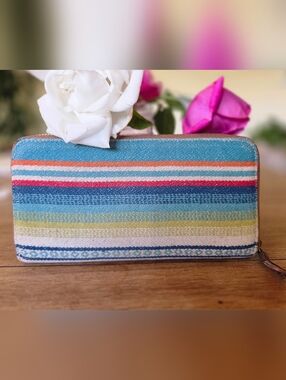 Pendleton Multicolor Striped Wristlet – Blue, Pink, Turquoise